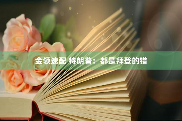 金领速配 特朗普：都是拜登的错