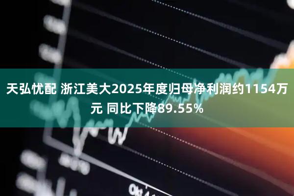 天弘忧配 浙江美大2025年度归母净利润约1154万元 同比下降89.55%